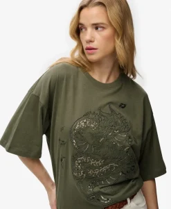 Tattoo Embellished Oversized T-Shirt