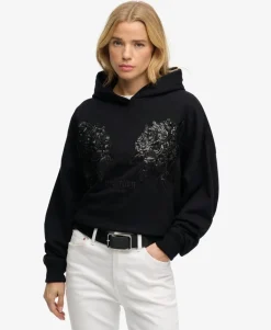 Tattoo Embellished Oversized Hoodie