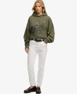 Tattoo Embellished Oversized Hoodie