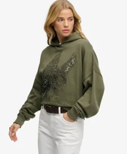 Tattoo Embellished Oversized Hoodie