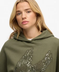 Tattoo Embellished Oversized Hoodie