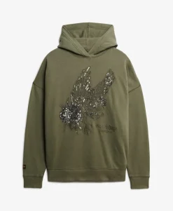 Tattoo Embellished Oversized Hoodie
