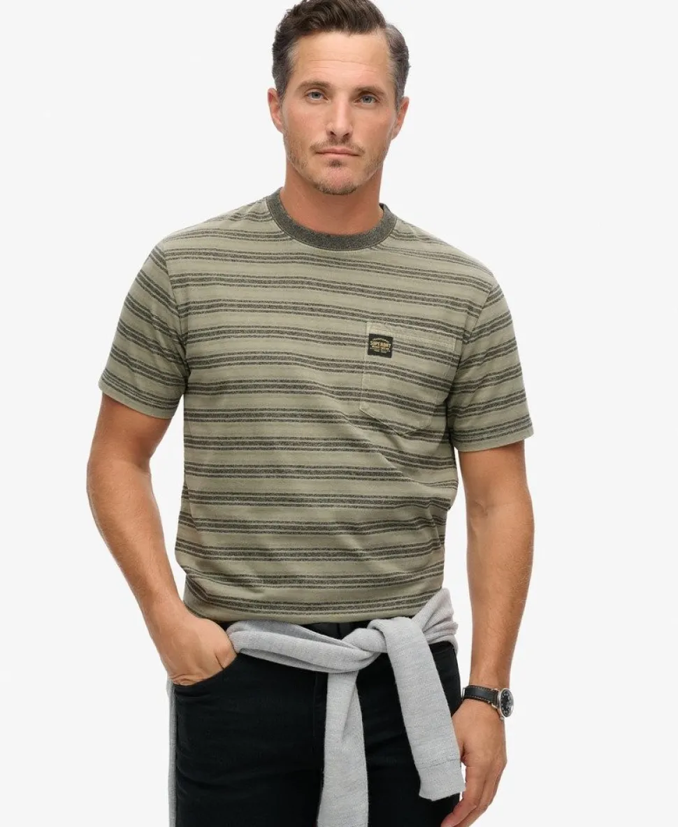 Textured Stripe Pocket T-Shirt