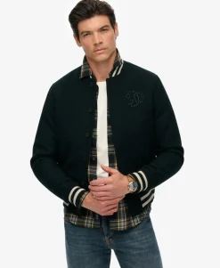 Varsity Monogram Wool Blend Bomber Jacket