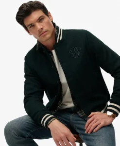 Varsity Monogram Wool Blend Bomber Jacket
