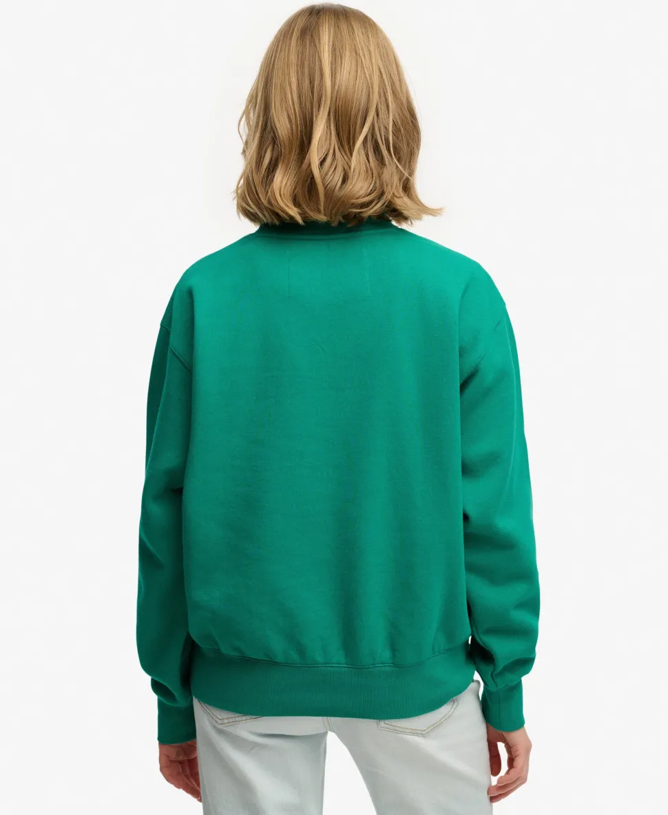 Varsity Satin Applique Crew Sweatshirt