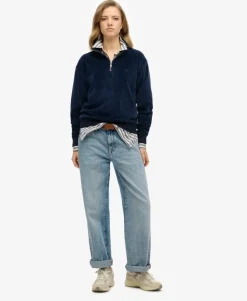 Velour Half Zip Sweatshirt
