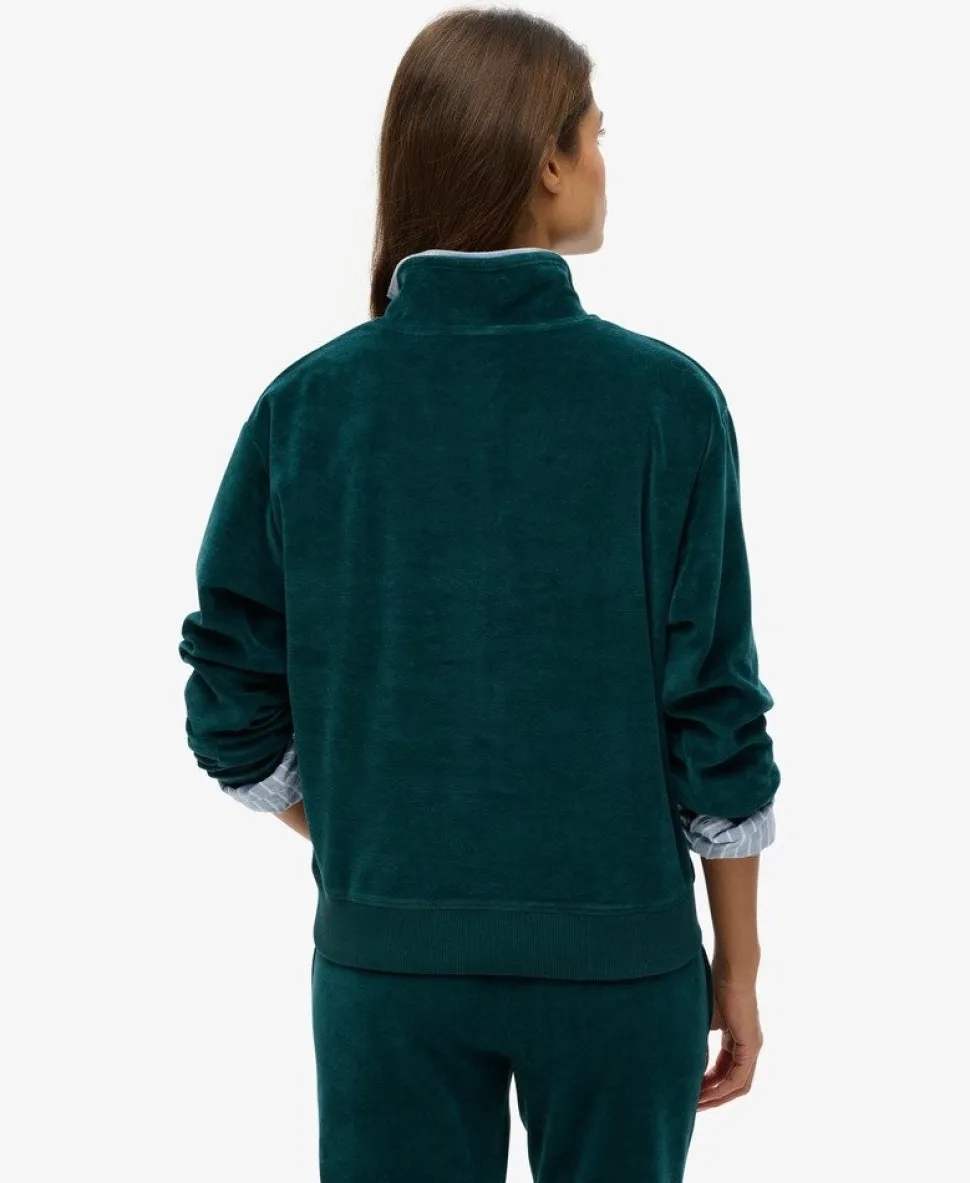 Velour Half Zip Sweatshirt