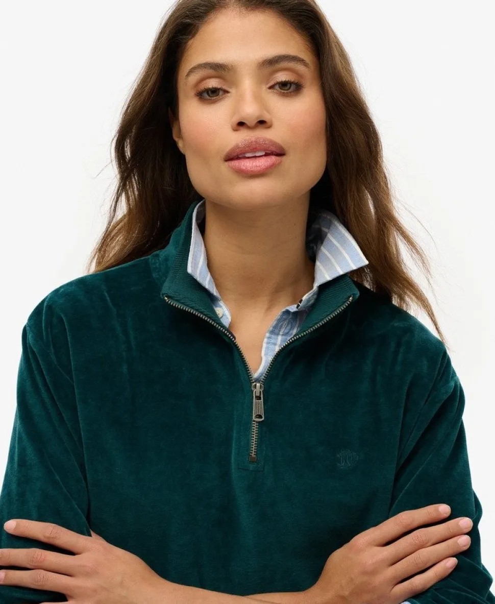 Velour Half Zip Sweatshirt