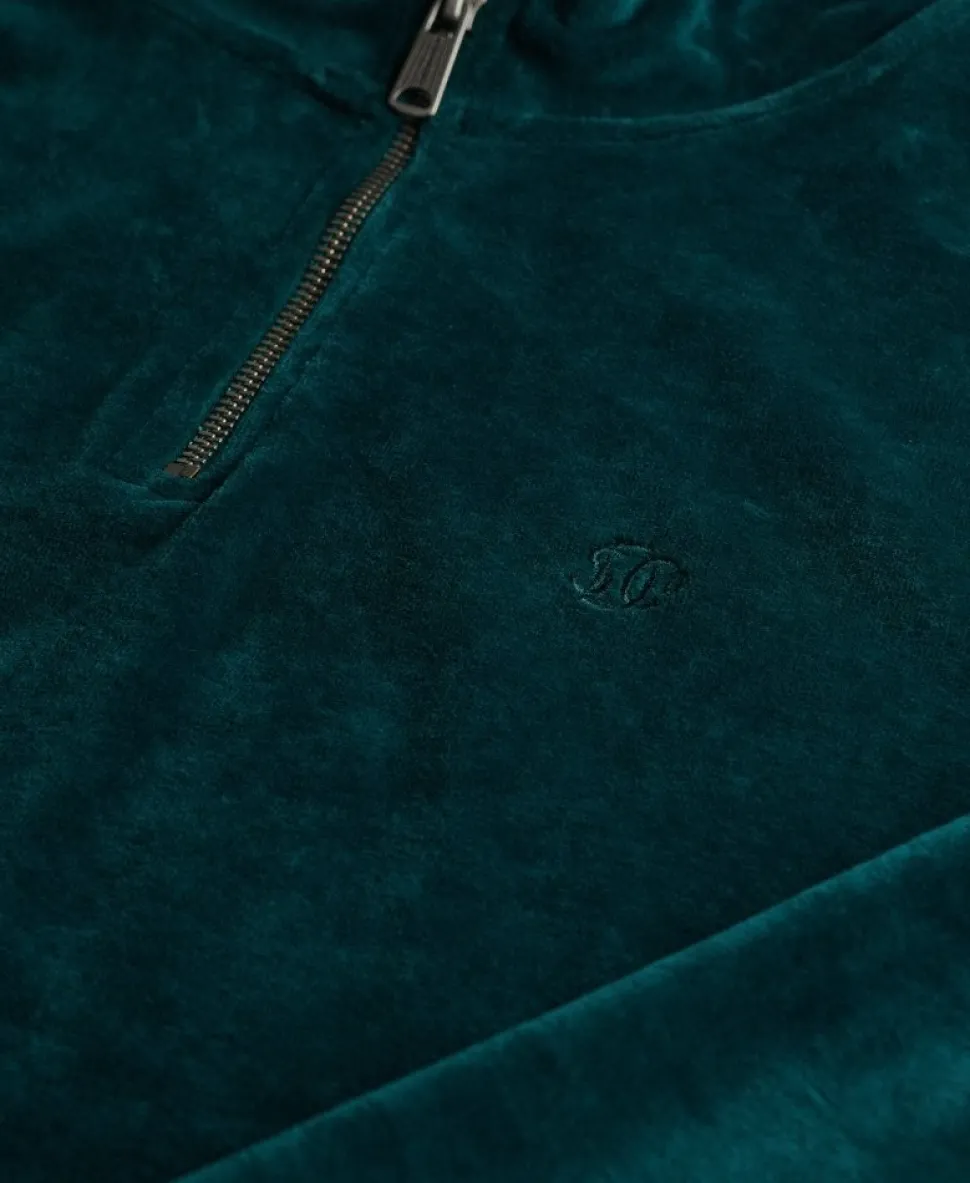 Velour Half Zip Sweatshirt