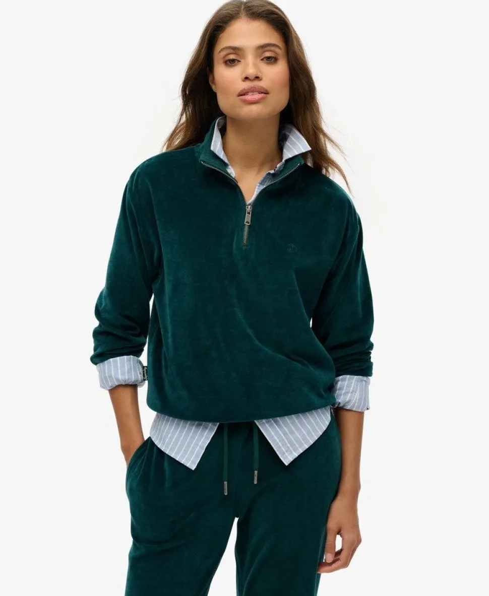 Velour Half Zip Sweatshirt