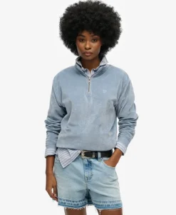 Velour Half Zip Sweatshirt
