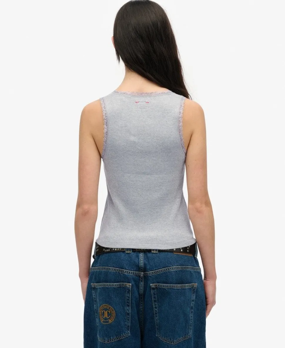 Vintage Lace Trim Vest Top