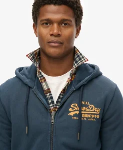 Vintage Logo Embroidered Zip Hoodie