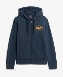 Vintage Logo Embroidered Zip Hoodie