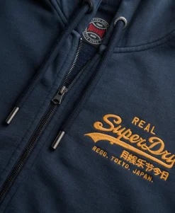 Vintage Logo Embroidered Zip Hoodie