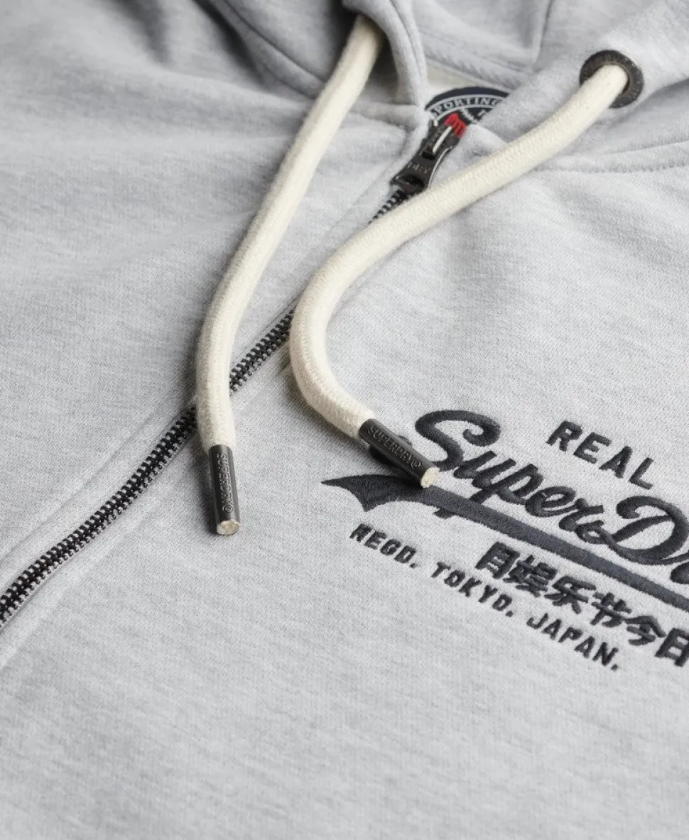 Vintage Logo Embroidered Zip Hoodie