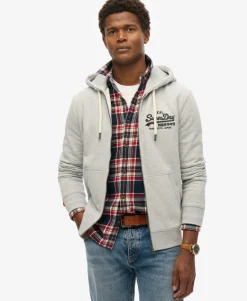 Vintage Logo Embroidered Zip Hoodie