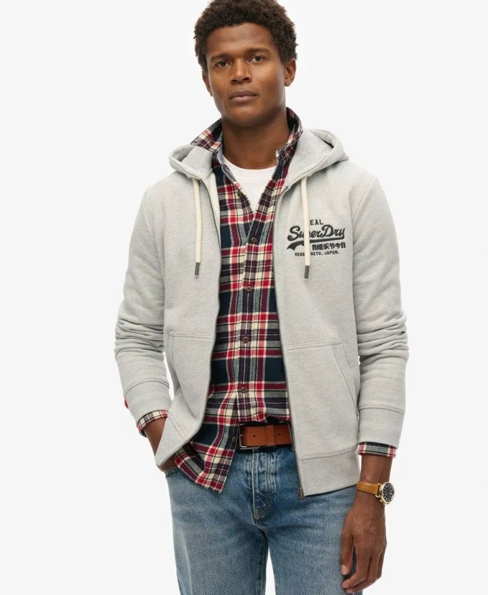 Vintage Logo Embroidered Zip Hoodie