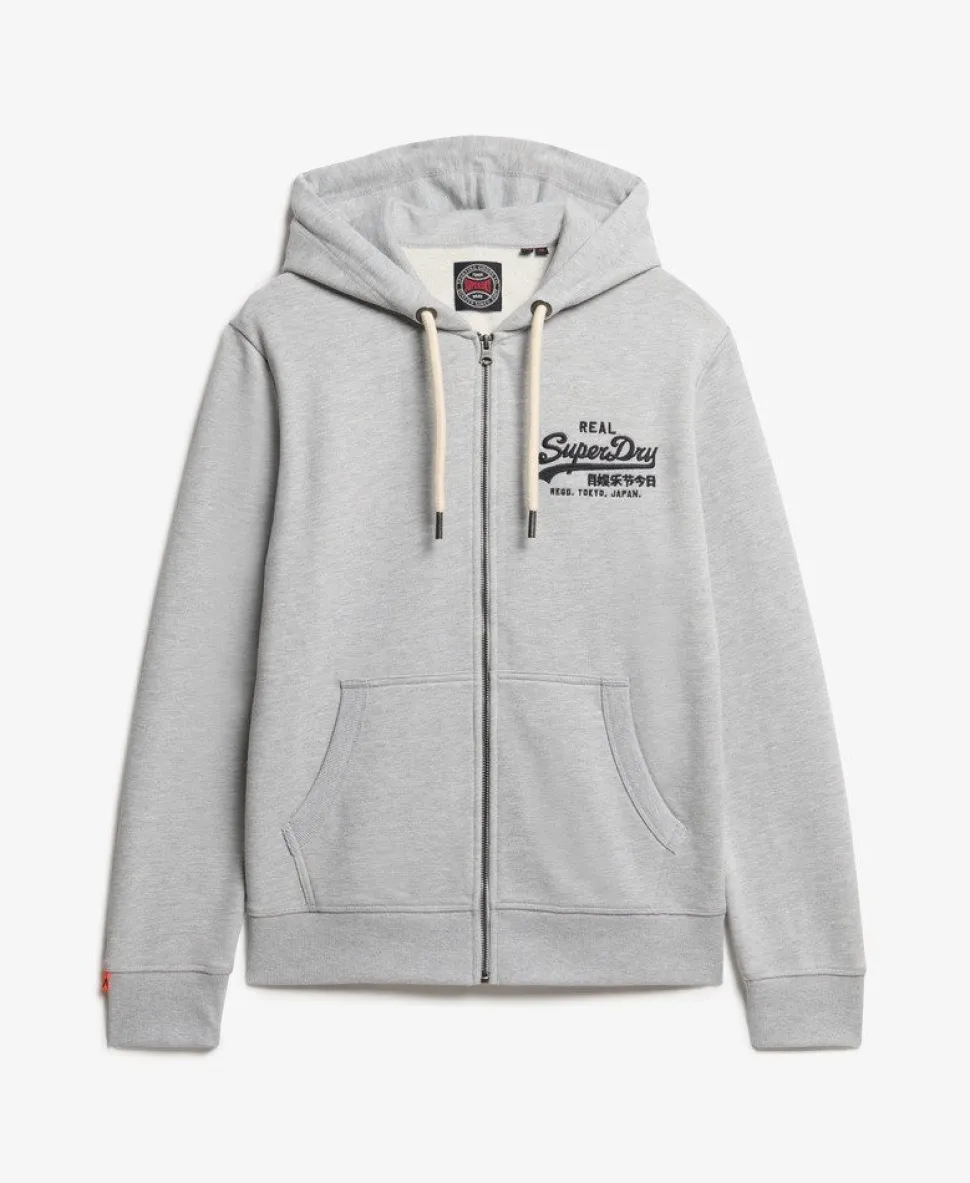 Vintage Logo Embroidered Zip Hoodie