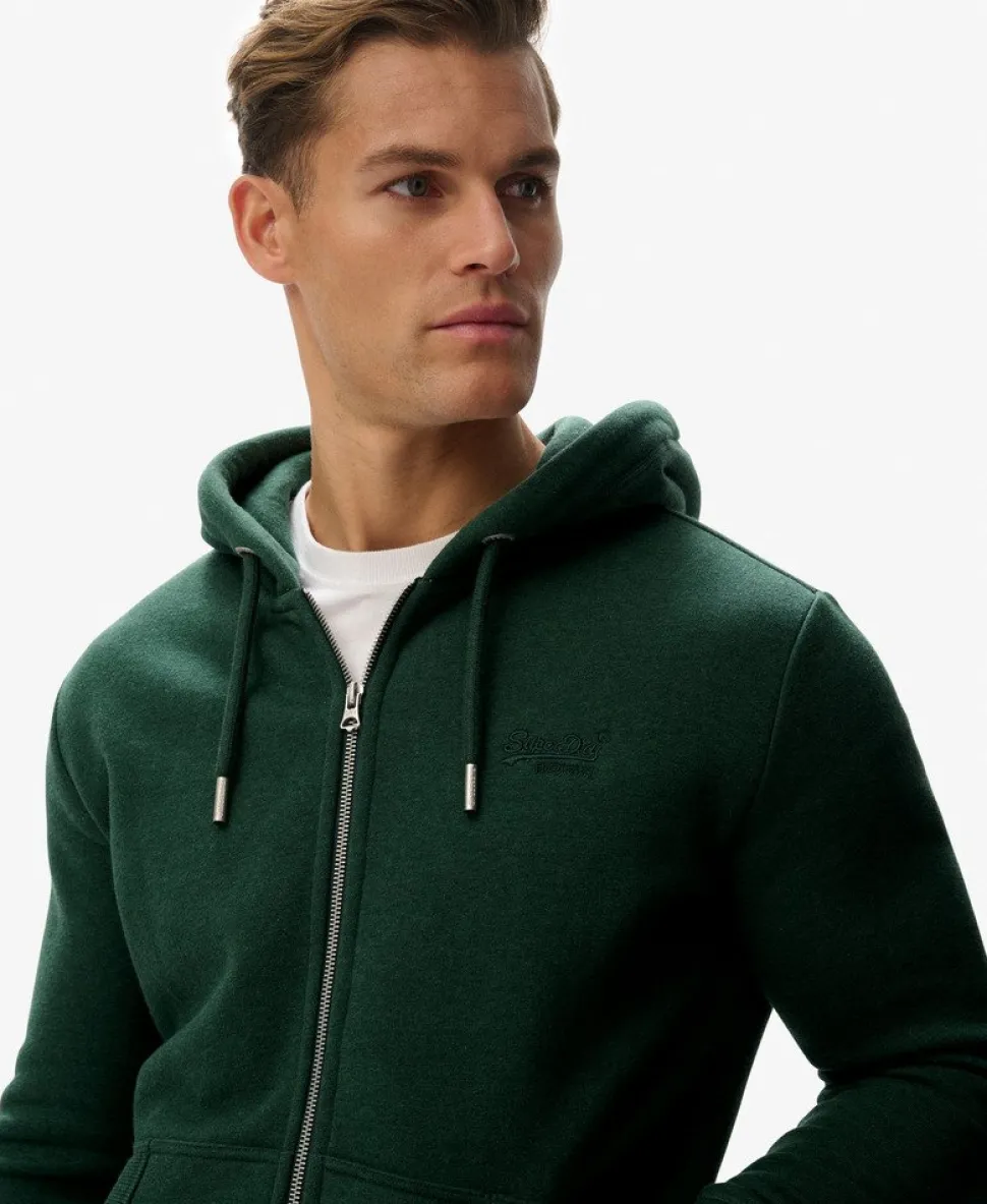 Vintage Logo Embroidered Zip Hoodie