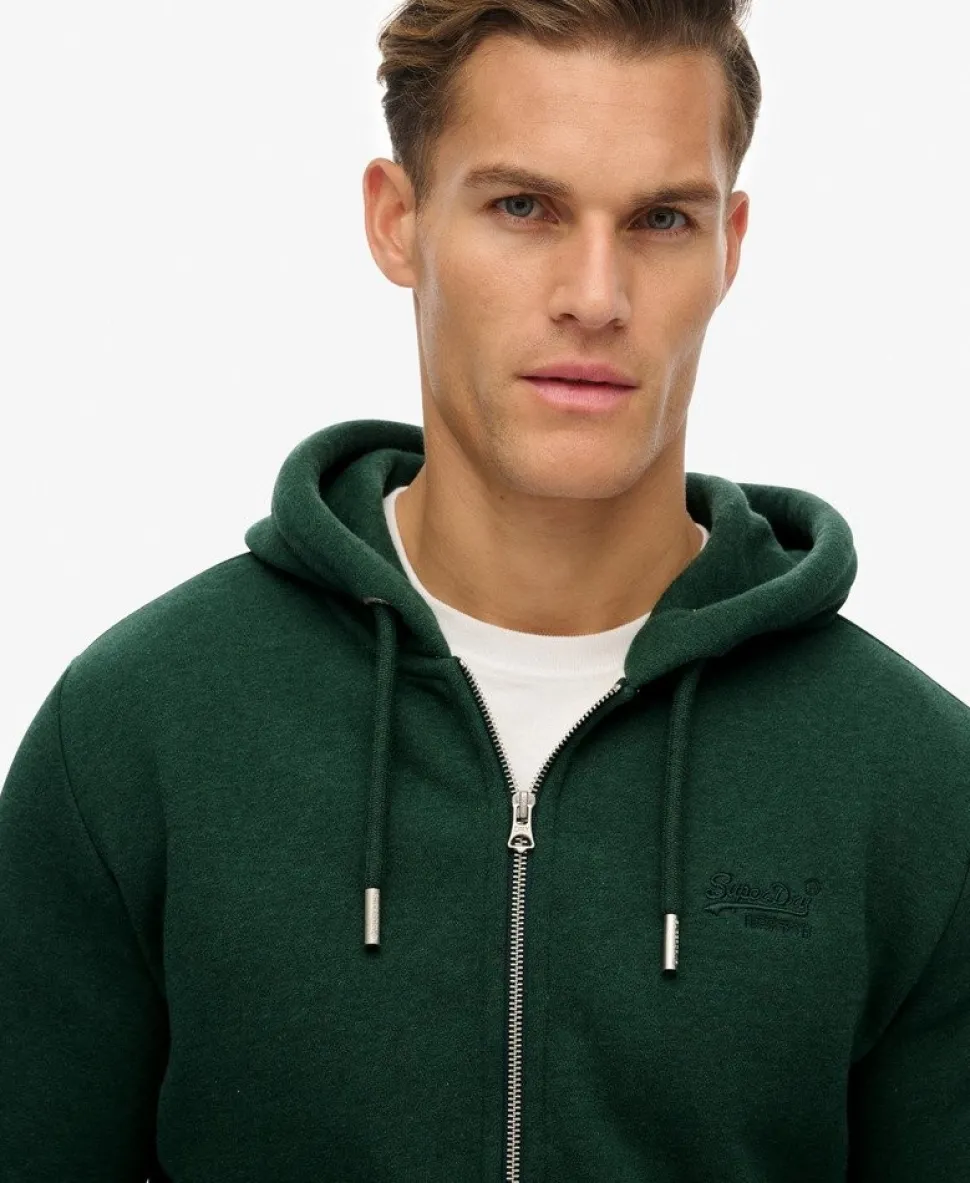 Vintage Logo Embroidered Zip Hoodie