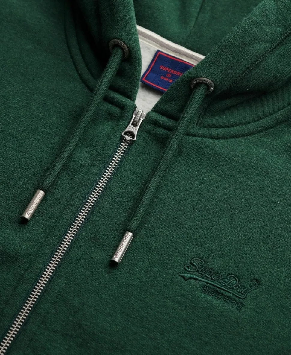 Vintage Logo Embroidered Zip Hoodie