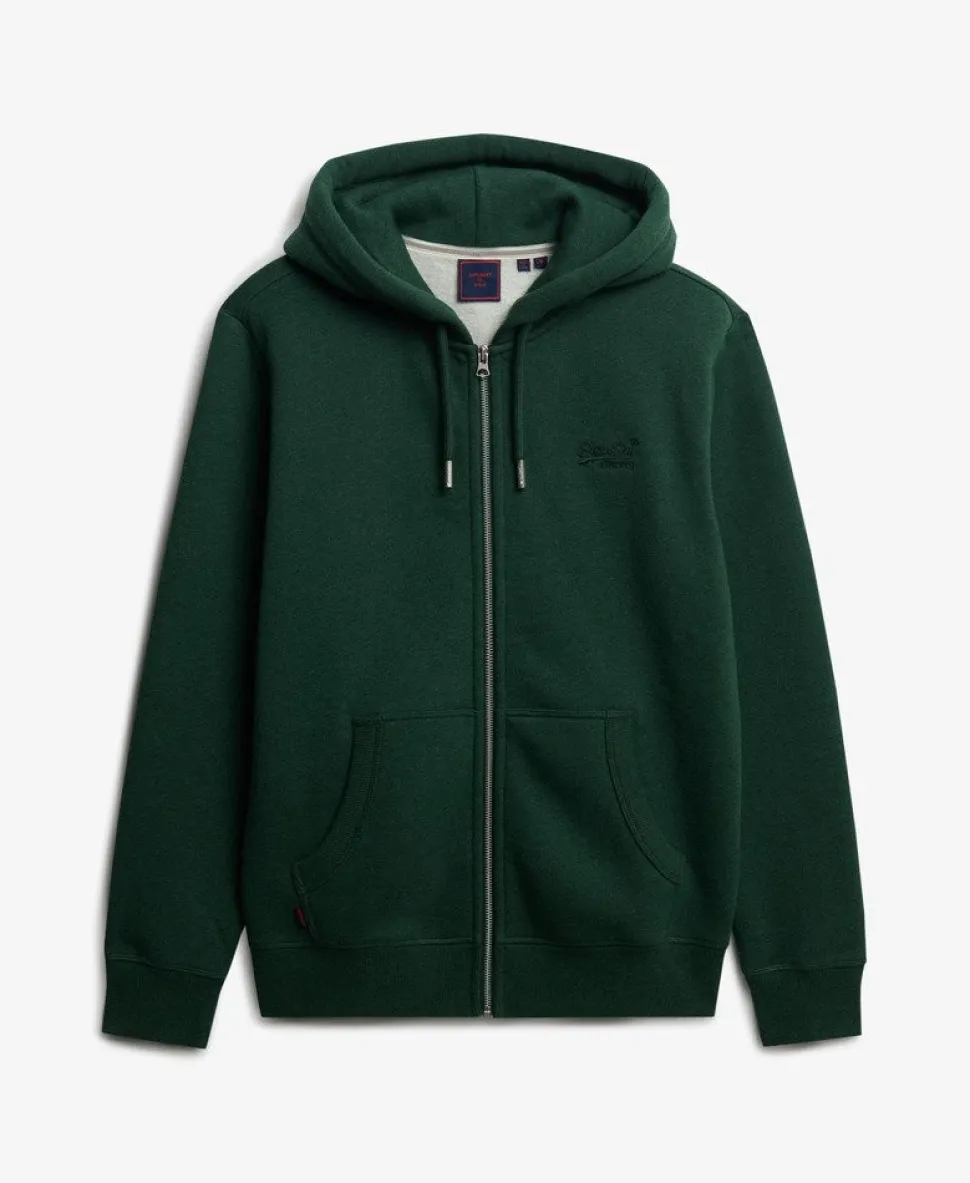 Vintage Logo Embroidered Zip Hoodie