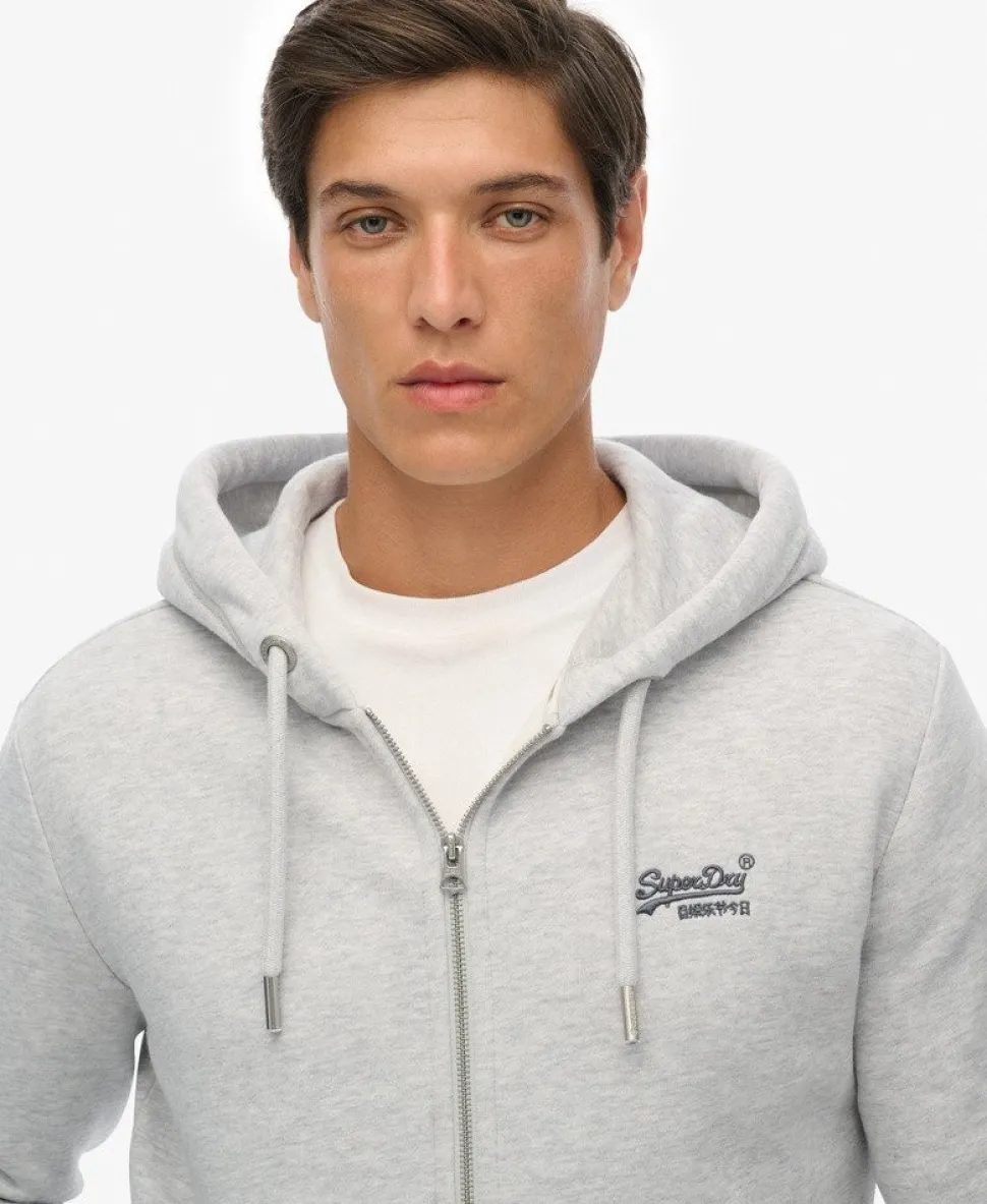 Vintage Logo Embroidered Zip Hoodie