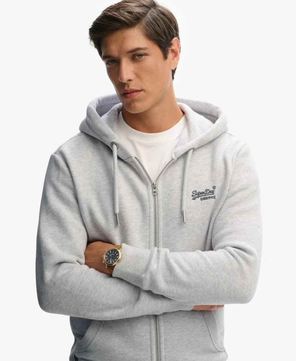 Vintage Logo Embroidered Zip Hoodie