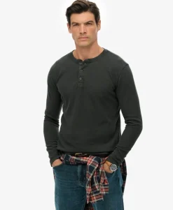 Waffle Long Sleeve Half Button Top