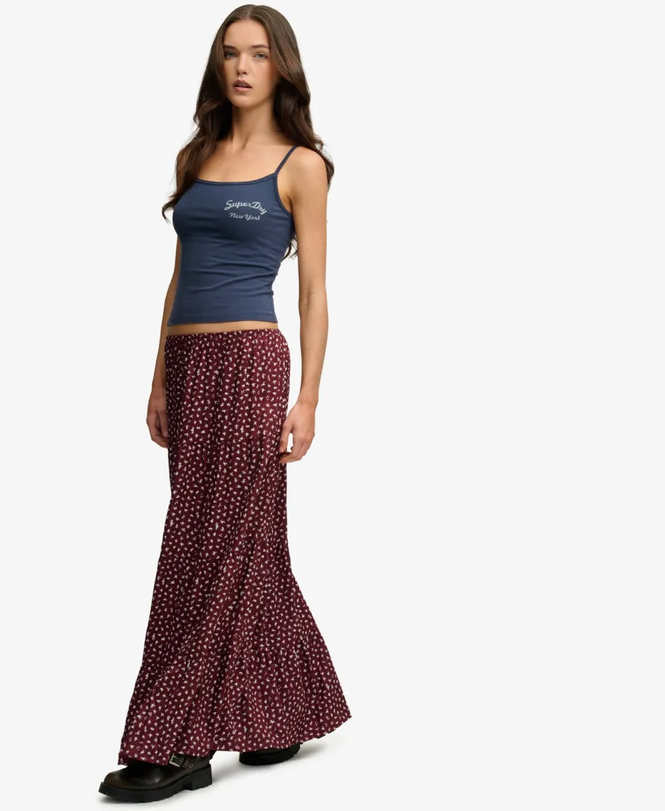 Woven Tiered Maxi Skirt