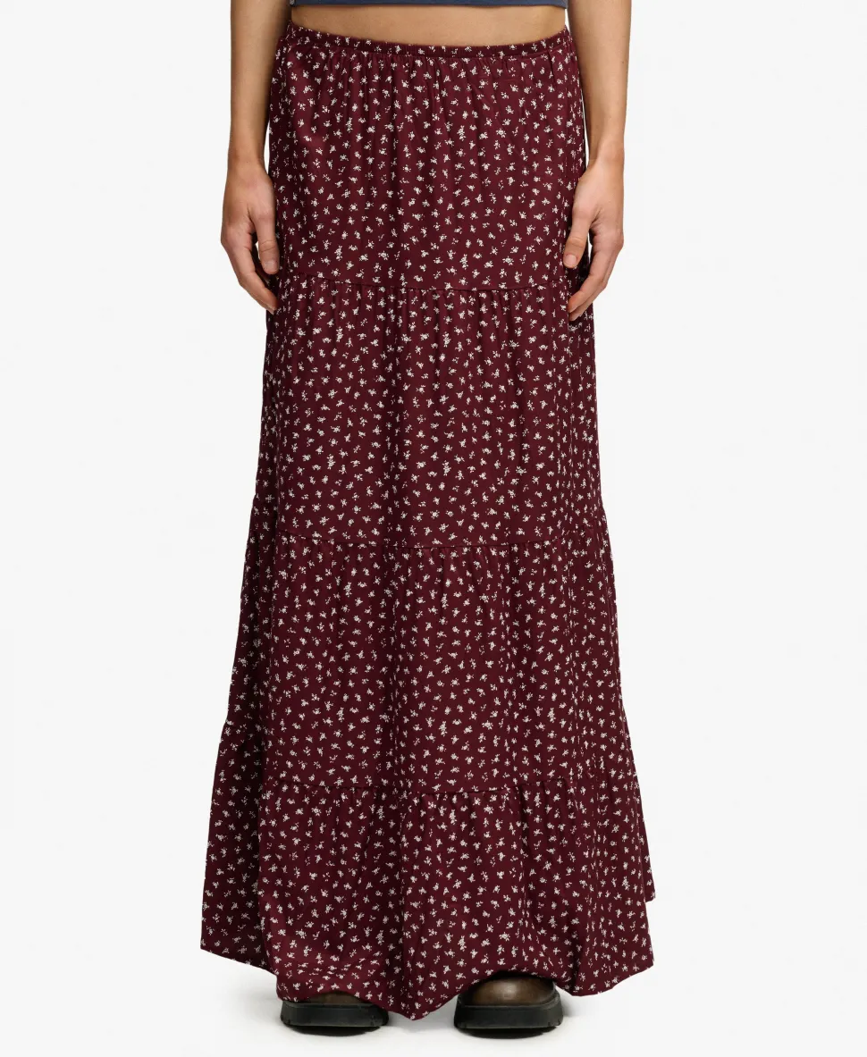 Woven Tiered Maxi Skirt