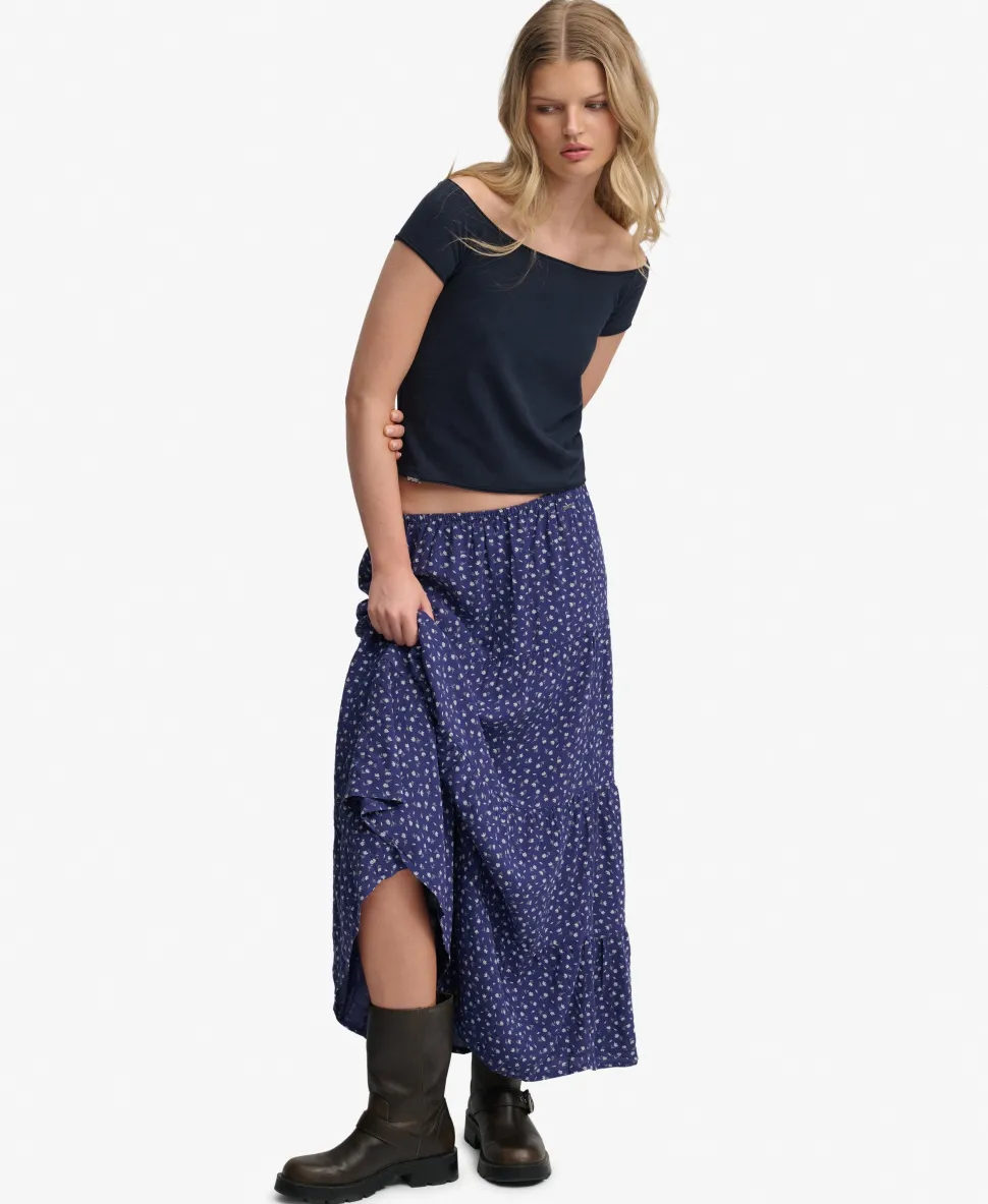 Woven Tiered Maxi Skirt