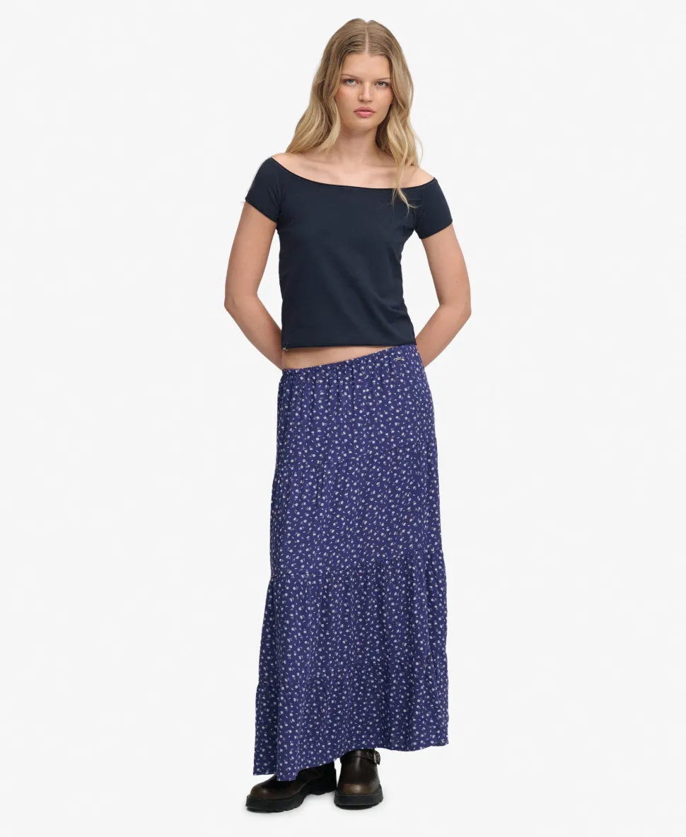 Woven Tiered Maxi Skirt